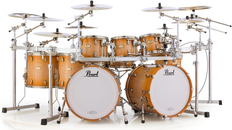 Pearl Masterworks Stadium Exotic 9-piece Shell Pack with Snare Drum -  Sunburst over Flame Maple