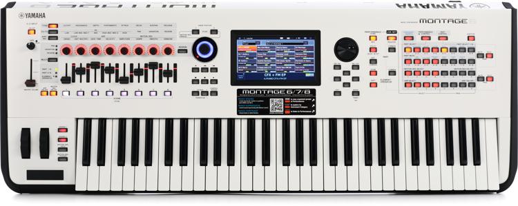 Yamaha Montage6 61-Key Flagship Synthesizer Workstation with Heavy Duty Z-Stand Bench Flash Drive and ATH-M60x Headphones 