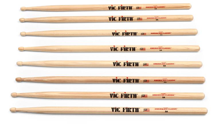 Vic Firth American Classic 4 for 3 Drumstick Pack - 5A - Wood Tip |  Sweetwater