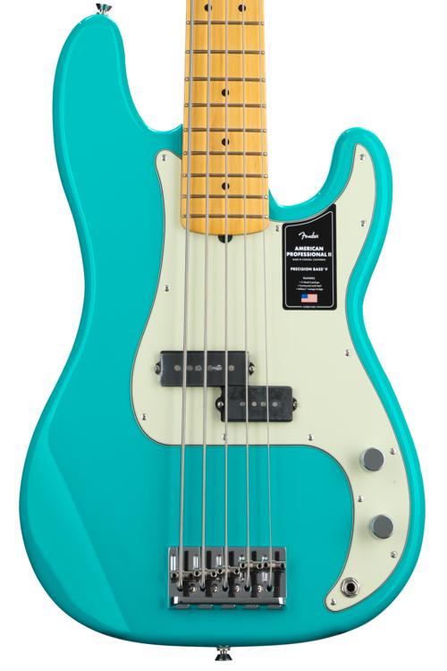 Fender American Professional II Precision Bass V - Miami Blue with Maple  Fingerboard