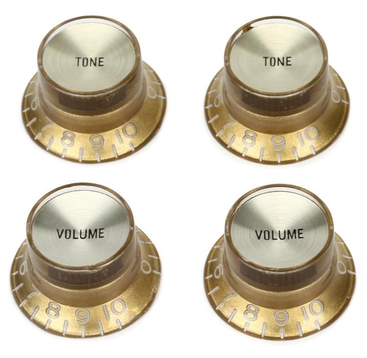 Gibson Accessories Top Hat Knobs with Inserts 4-pack - Gold with ...
