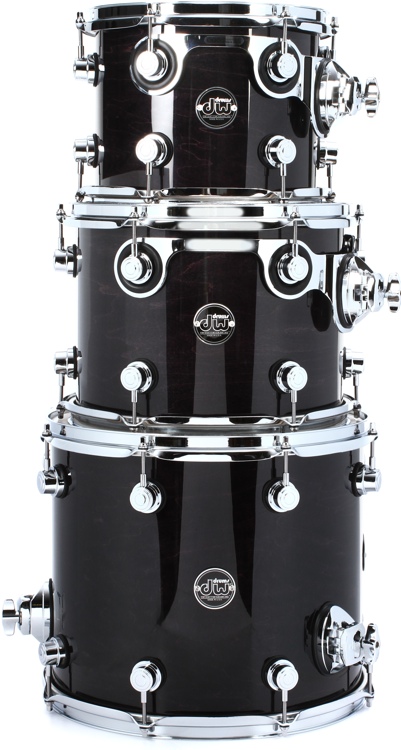 Dw Performance Series 3 Piece Tom Pack Ebony Stain Lacquer Sweetwater 