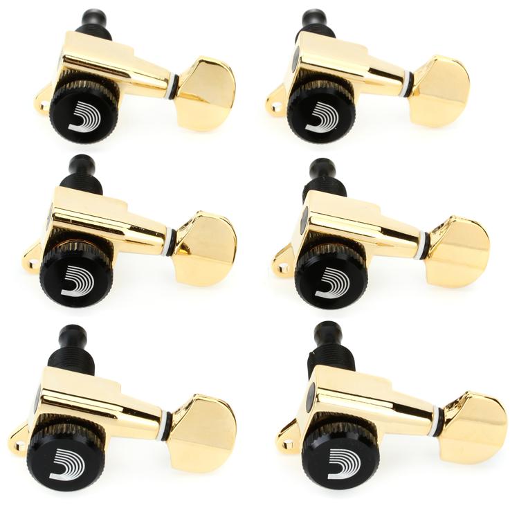D'Addario Waves AutoTrim Locking Tuners 6Inline Gold