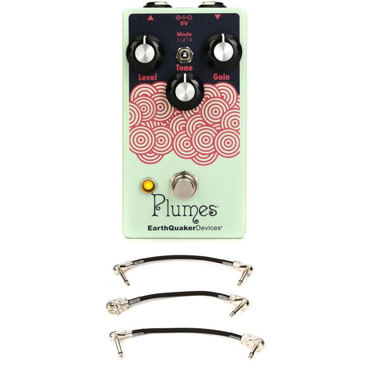 EarthQuaker Devices Plumes Small Signal Shredder Overdrive Pedal with 3  Patch Cables- Citron, Sweetwater Exclusive
