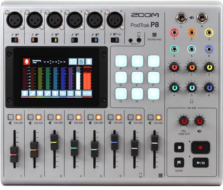 Zoom PodTrak 8-channel Podcasting Mixer Sweetwater