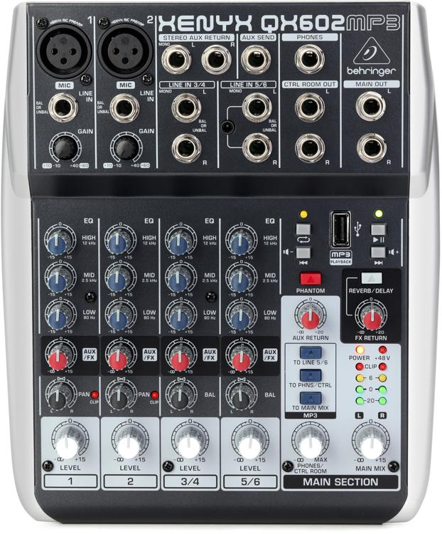 Behringer Xenyx QX602MP3 Mixer with USB MP3 Playback | Sweetwater