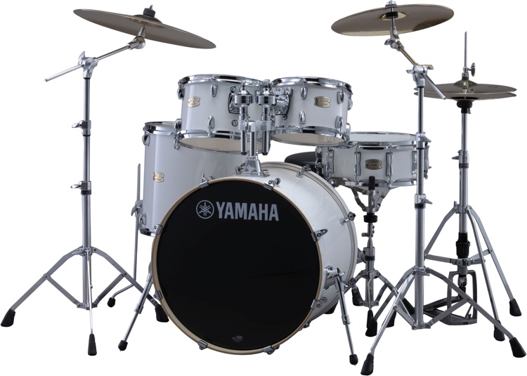 Yamaha Stage Custom Birch Drum Set Pure White Sweetwater