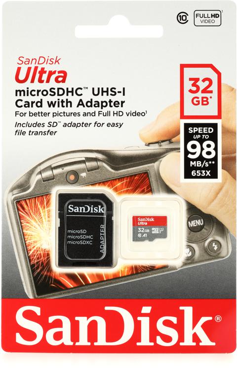 Kør væk etik sammen SanDisk Ultra microSDHC Card - 32GB, Class 10, UHS-I | Sweetwater