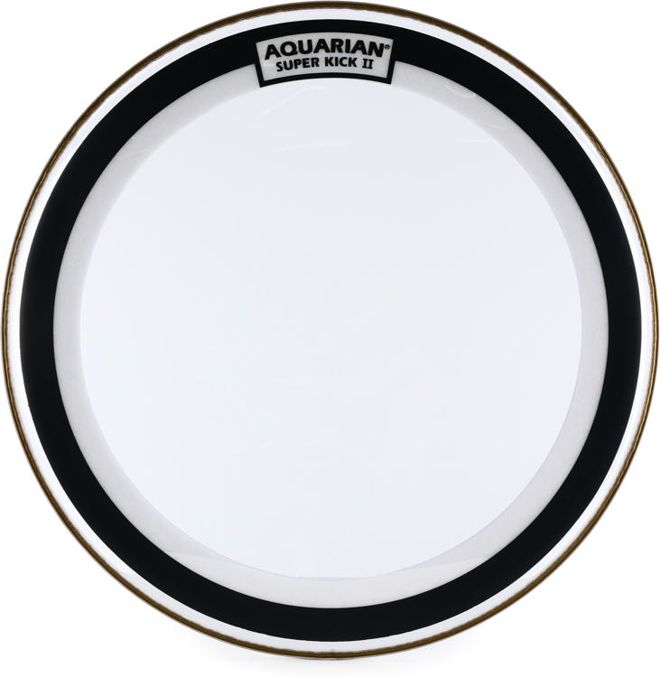 gloss white Aquarian Drumheads SKP24WH Super-Kick 1 Prepack 24-inch Bass Drum Head