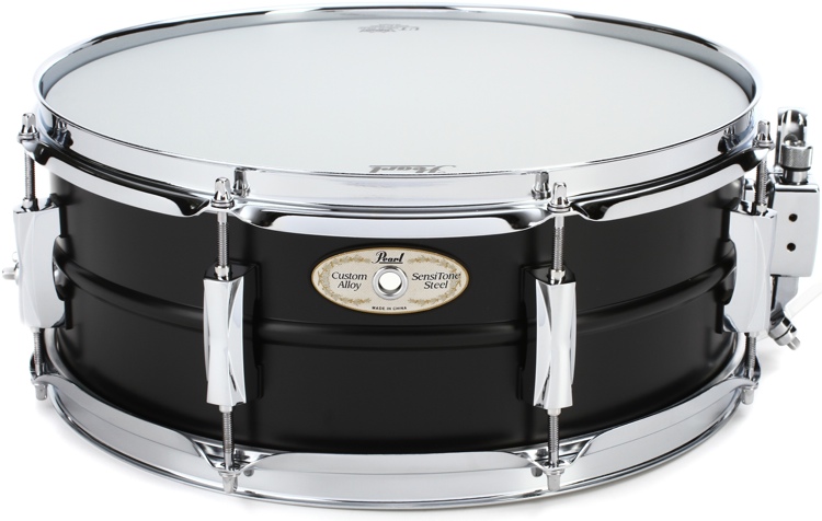 Pearl Limited Edition SensiTone Steel Snare Drum 5.5"x14", Satin Black Lacquer Sweetwater