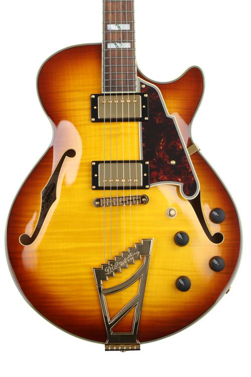 D'Angelico Excel SS - Iced Tea Burst with Stairstep Trapeze Tailpiece ...