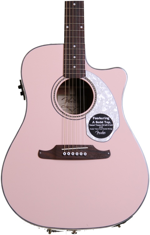 pink fender guitar acoustic