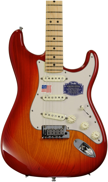 Fender American Deluxe Ash Strat - Aged Cherry Sunburst, Maple 