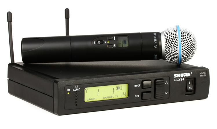 Shure ULXS24/BETA58 Handheld Wireless Microphone System- G3 Band, 470 ...