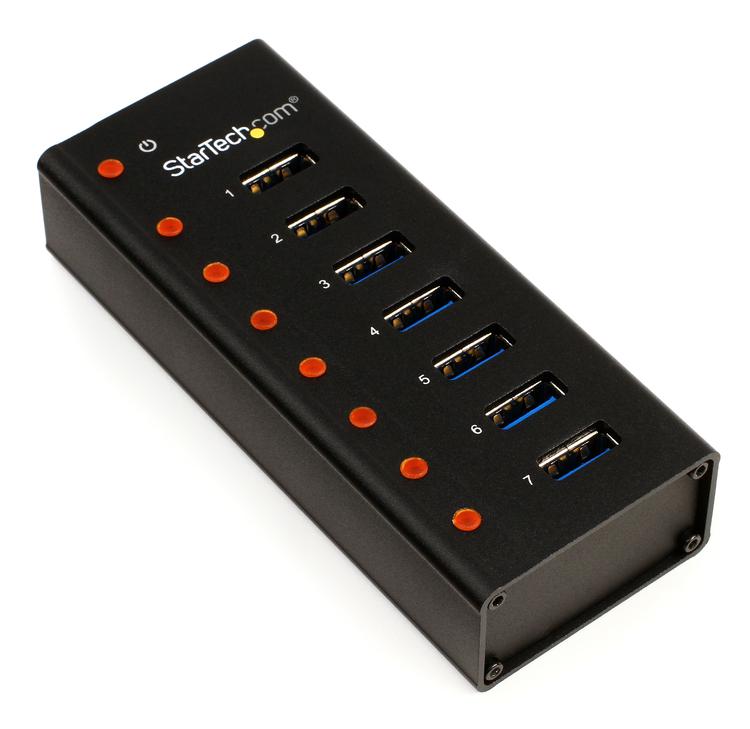 Startech .com 7 Port SuperSpeed USB 3.0 HubDesktop USB Hub with Power  AdapterBlackAdd 7 external, SuperSpeed USB 3.0 ports to a comp  ST7300USB3B - Corporate Armor