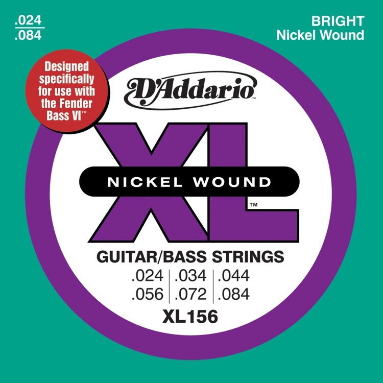 D'Addario XL156 Nickel Wound Fender Bass VI Strings Sweetwater