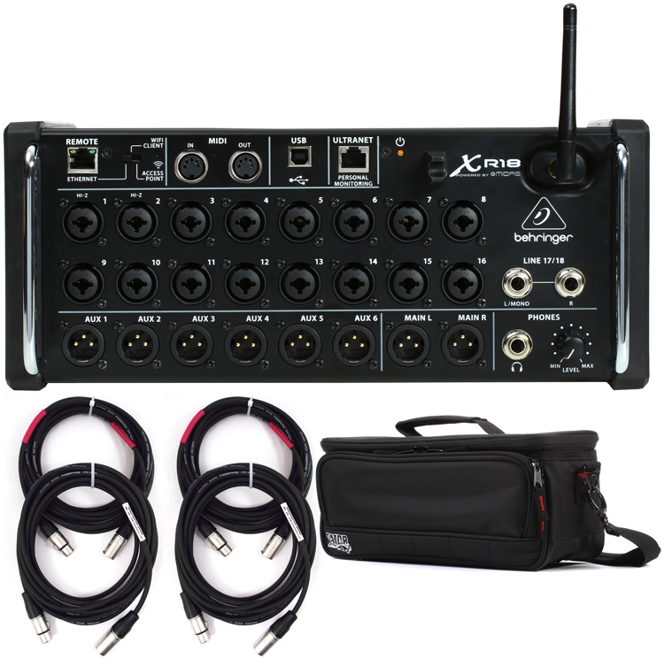 Behringer X Air XR18 Digital Mixer with Case and Cables Sweetwater