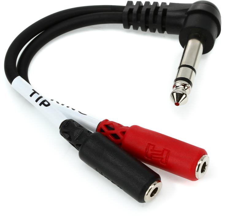 Hosa YPM523 Stereo Breakout Cable RightAngle 1/4inch TRS Male to