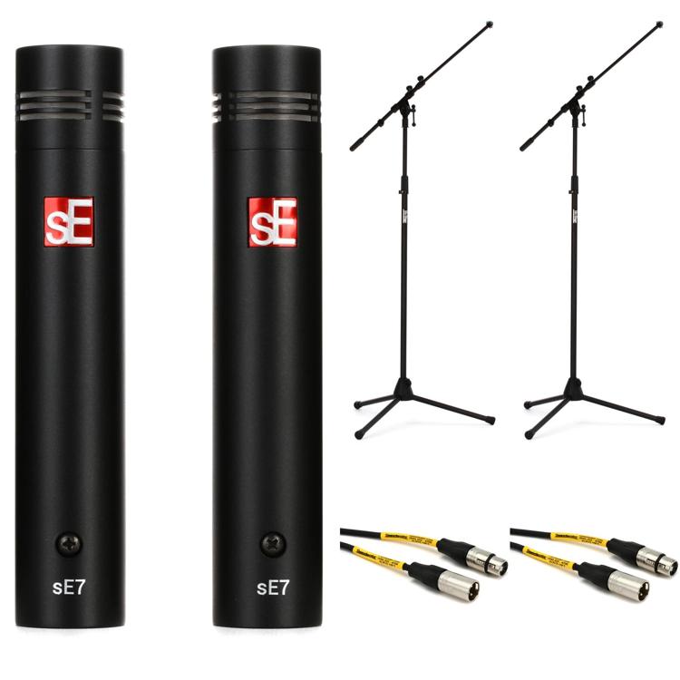 sE Electronics sE7 Small-diaphragm Condenser Microphone Bundle with Stands  and Cables - Matched Pair