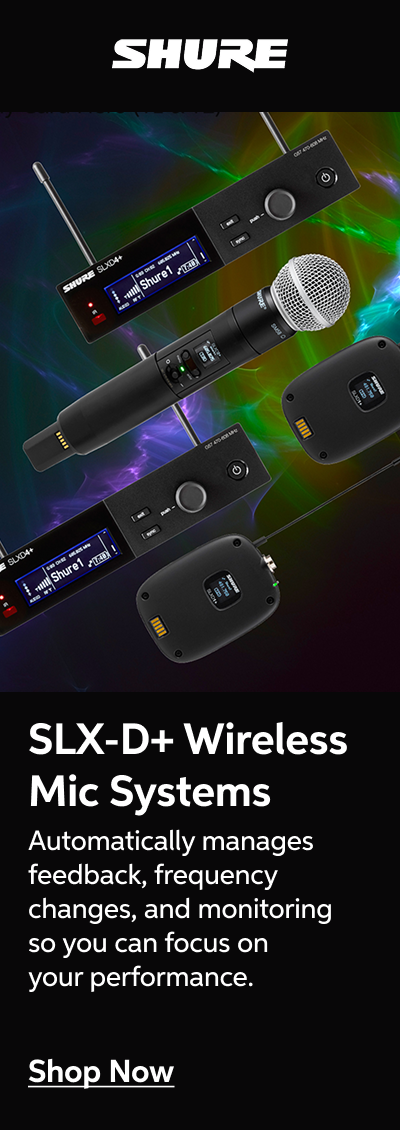 Shure SLX-D Wireless Mic Systems - Automatically manages feedback, frequency changes, and monitoring so you can focus on your performance — Shop Now!
