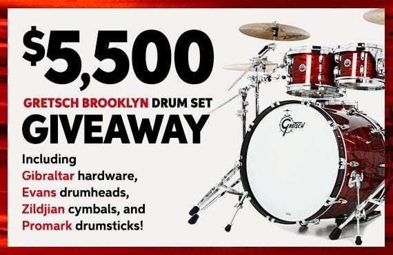 $5,500 Gretsch Brooklyn Drum Set Giveaway -- input your email address below to enter or click here to learn more.