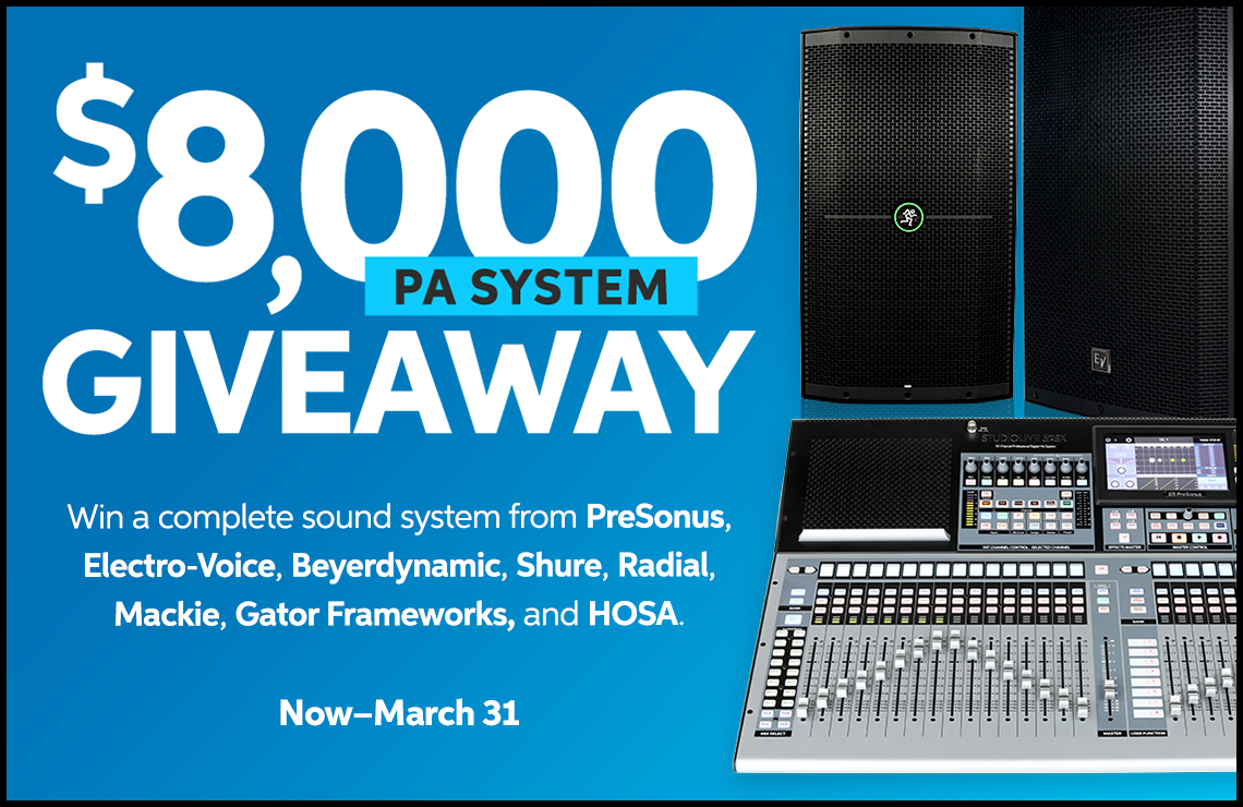 $8,000 PA System Giveaway -- input your email address below to enter or click here to learn more.