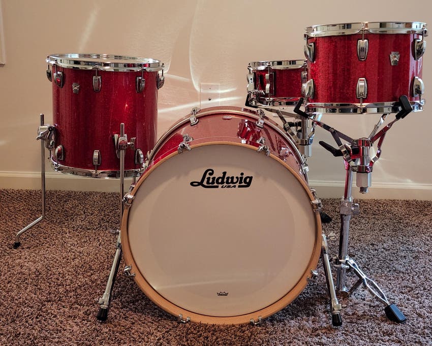 Used Ludwig MINT Keystone 4pc. Drum Set Red Sparkle Sweetwater Gear