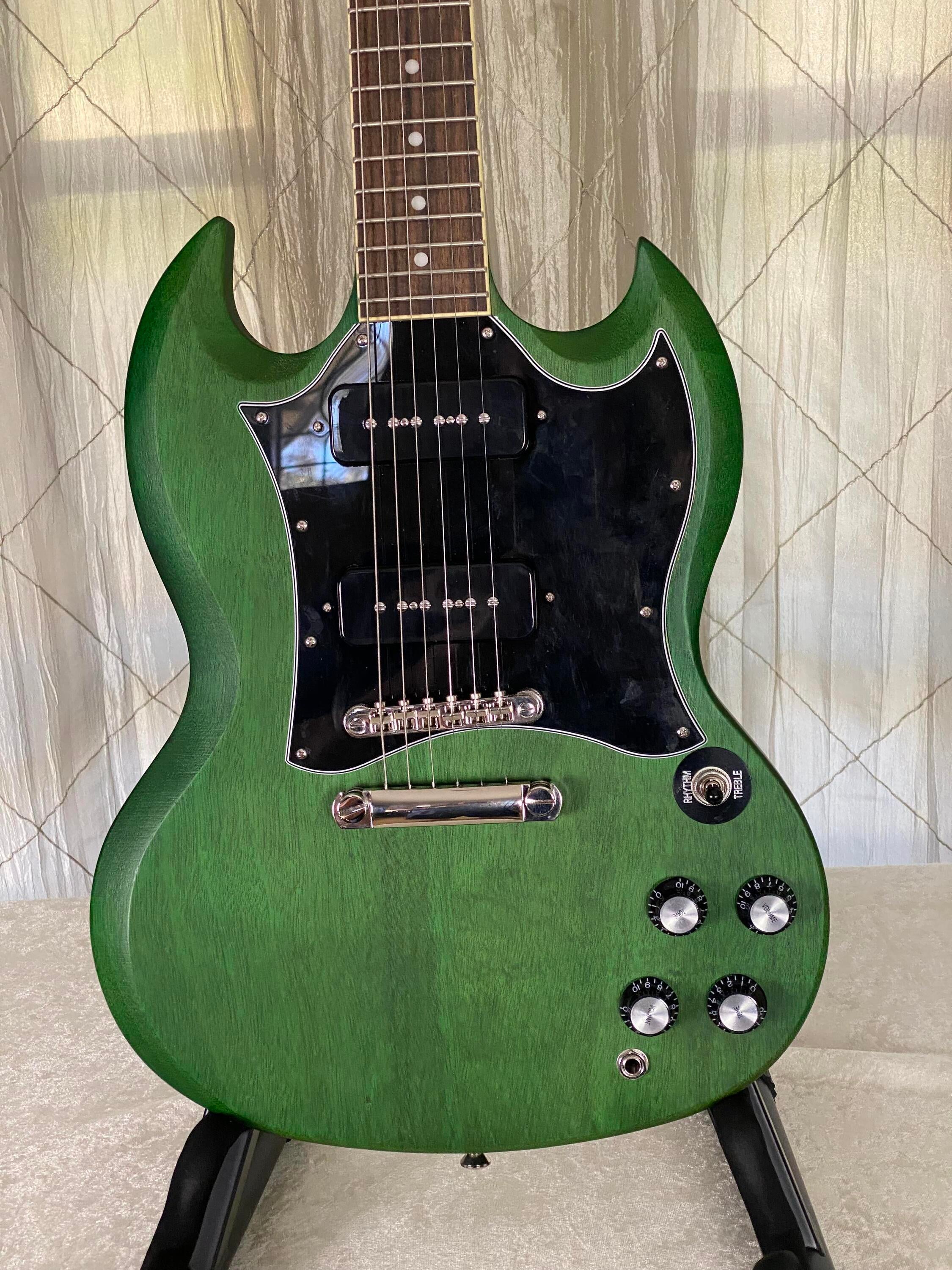 Used Epiphone SG Classic Worn P-90s – Worn Inverness Green