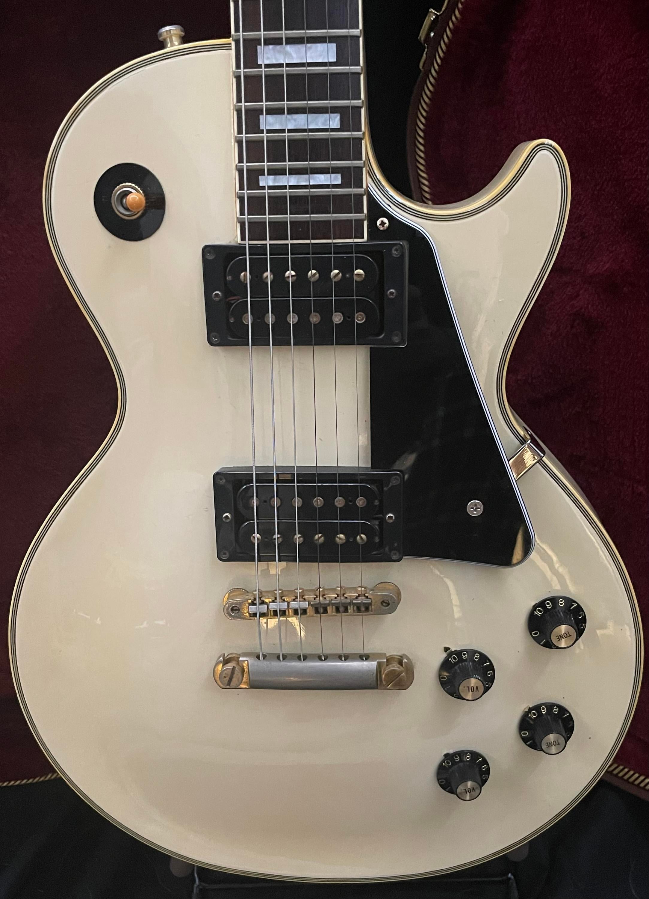 Used Orville MIJ vintage 1990 LPC-75 Les Paul custom all original with  early K serial# in Alpine White w/ new hard case