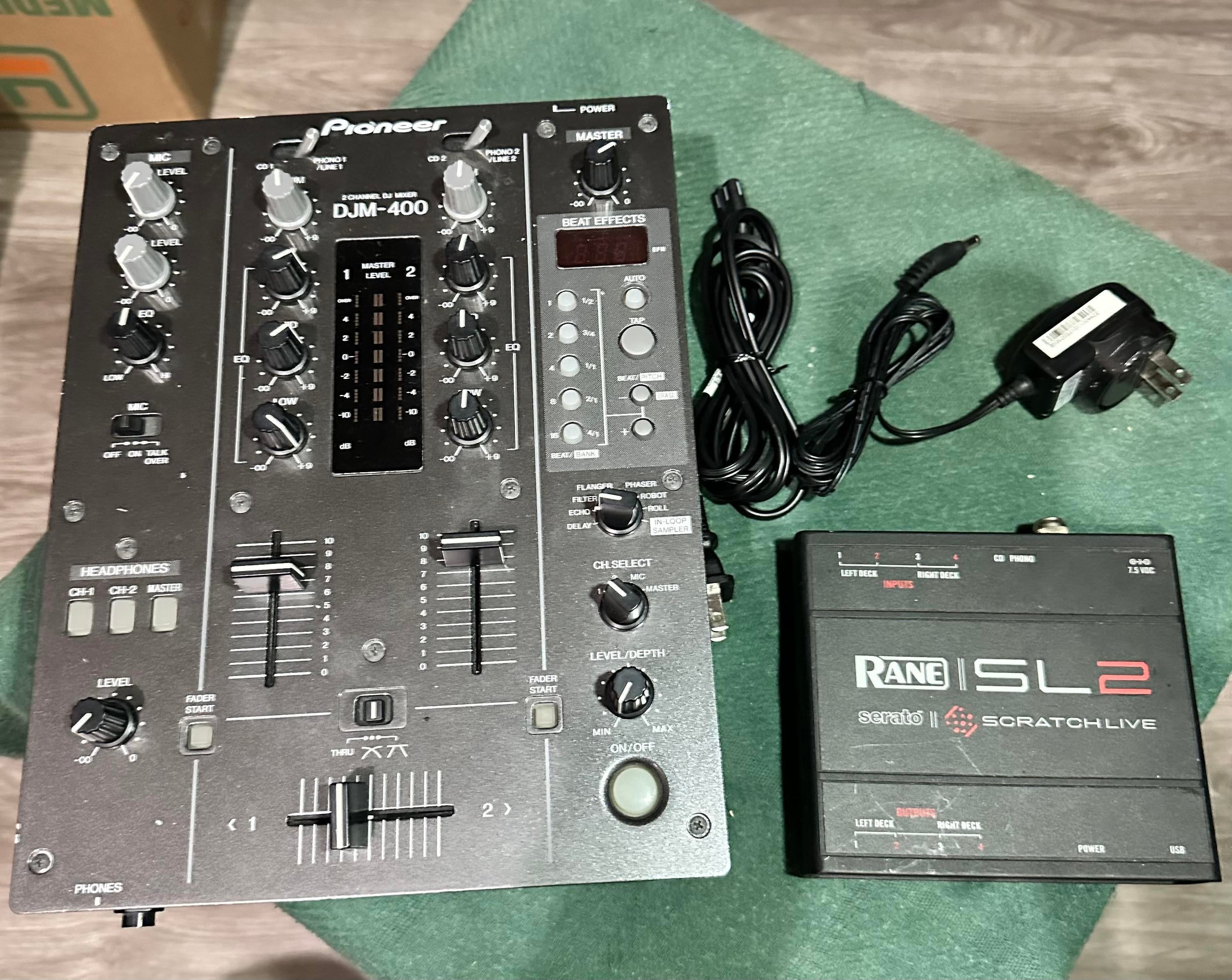 Used Pioneer DJ DJM-400 2-channel DJ Mixer and Rane SL2