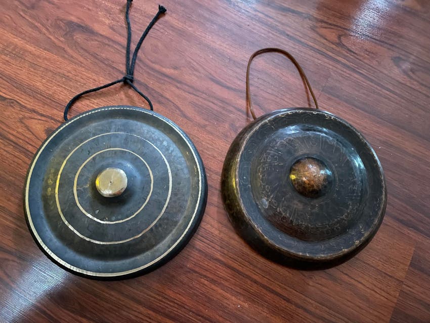 Used Gong Gongs Two 2 Embossed Temple Gongs 9" & 10" Sweetwater's