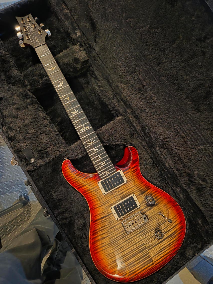 Custom 24 Electric Guitar - Charcoal Cherry Burst 10-Top