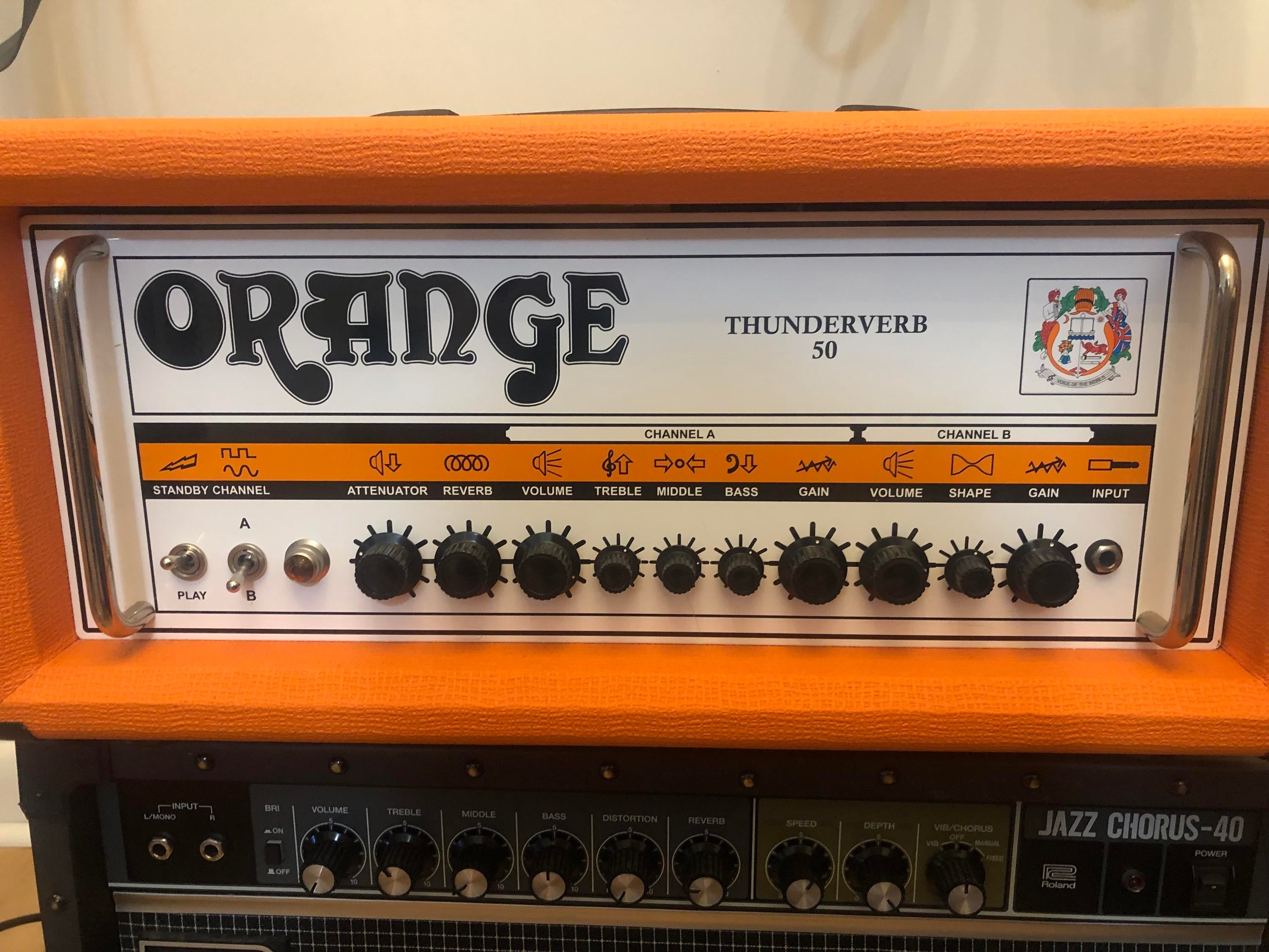 Used Orange Thunderverb 50 - 50-Watt 2-Channel Tube Head w/Attenuator Orange