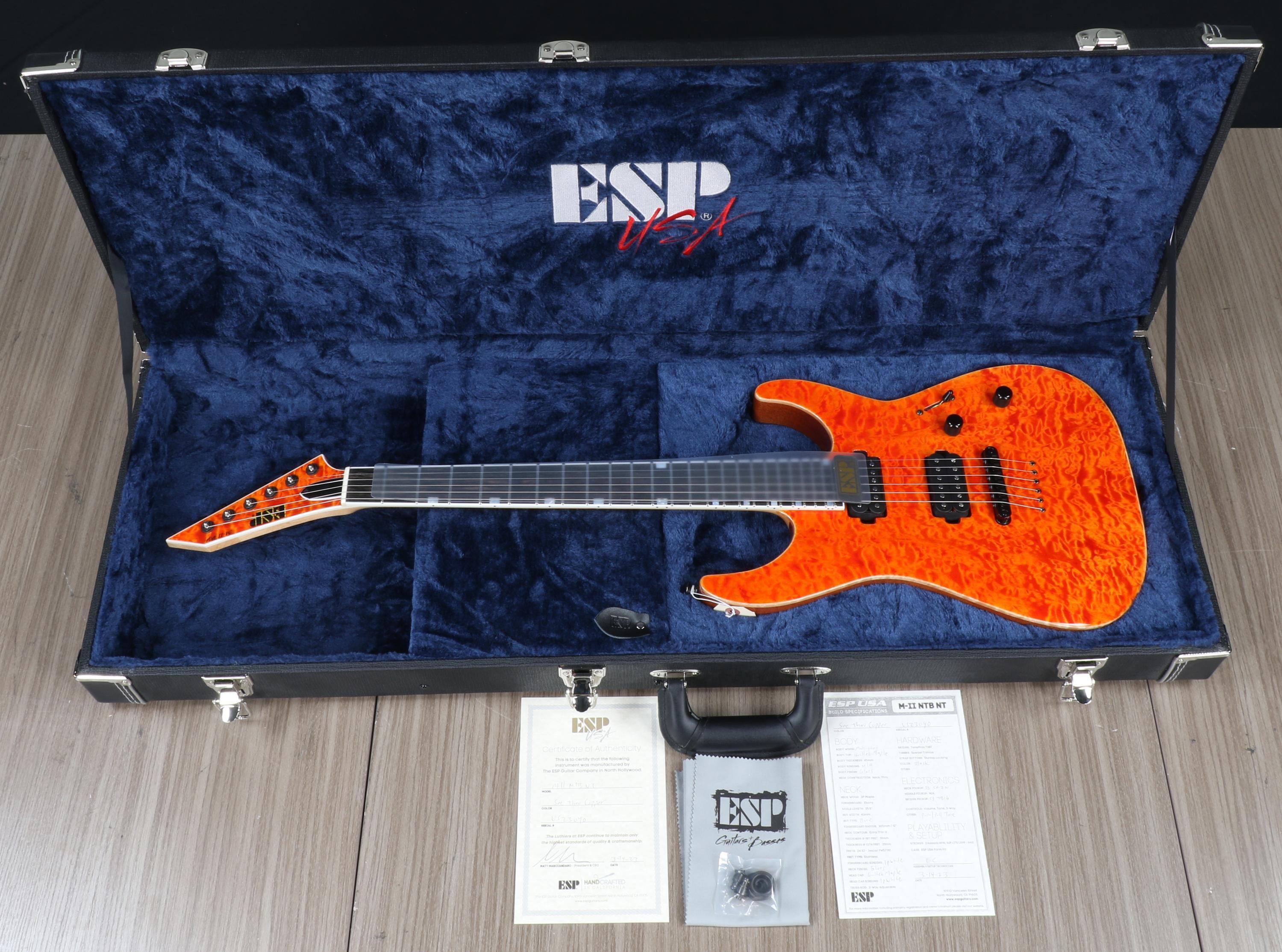 Used ESP USA ESP M-II NTB NT Solidbody Electric Guitar, HH - See Thru Copper