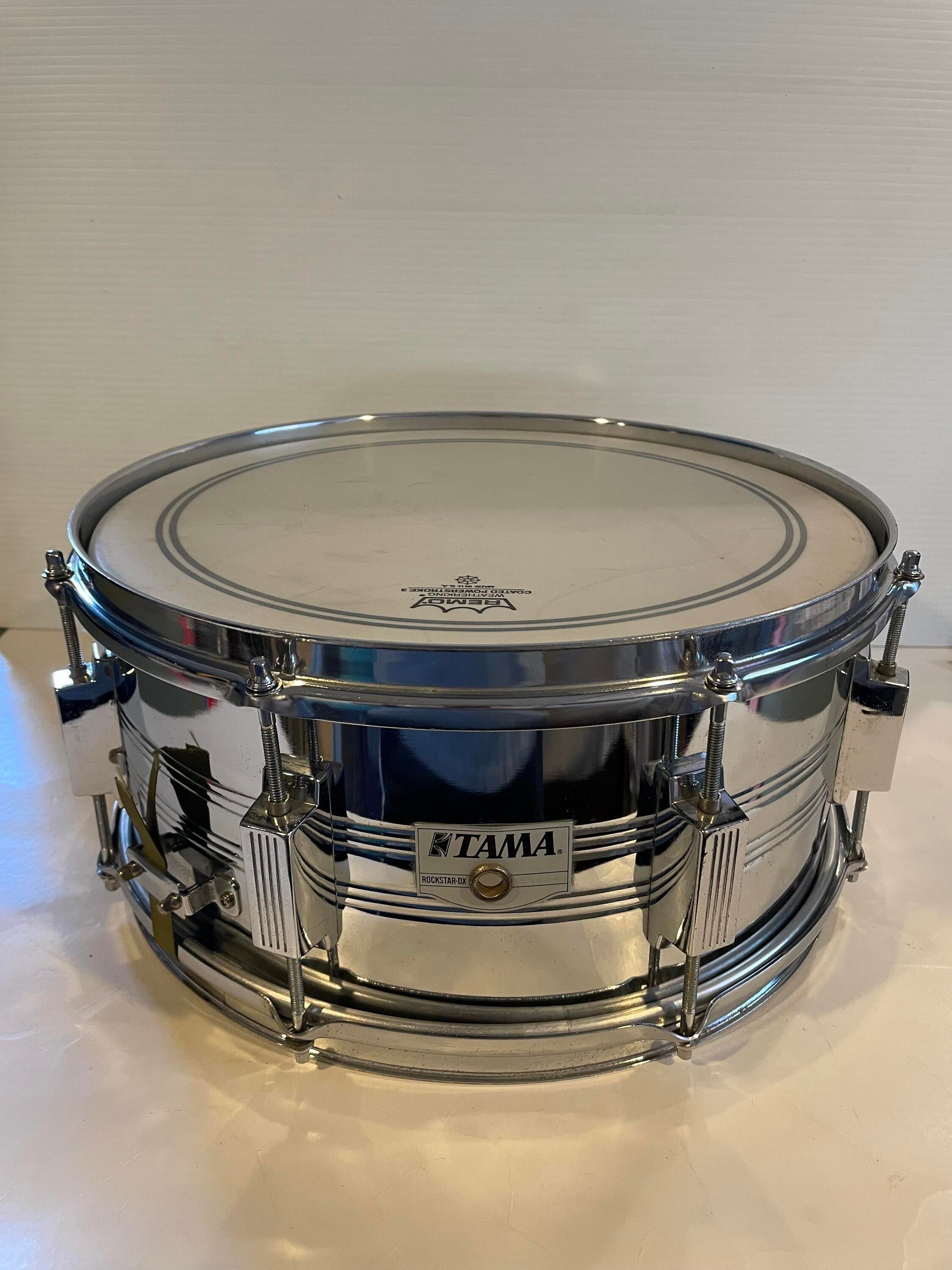 Used TAMA Rockstar DX Chrome over Steel 6.5x14 Snare Drum. Made in Japan