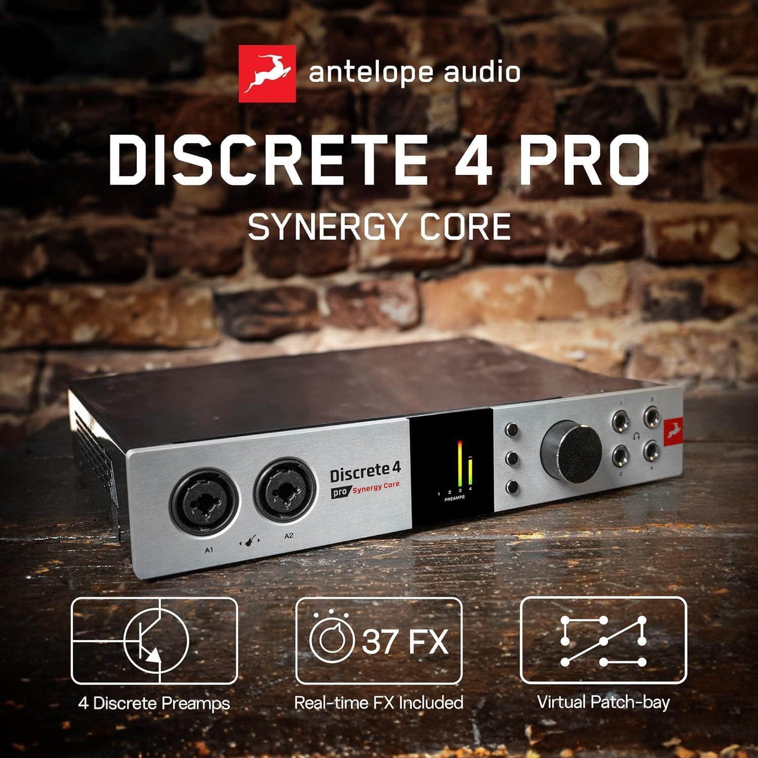 Used Antelope Audio DISCRETE 4 PRO SYNERGY CORE 14X20 THUNDERBOLT/USB  INTERFACE + GIFTS