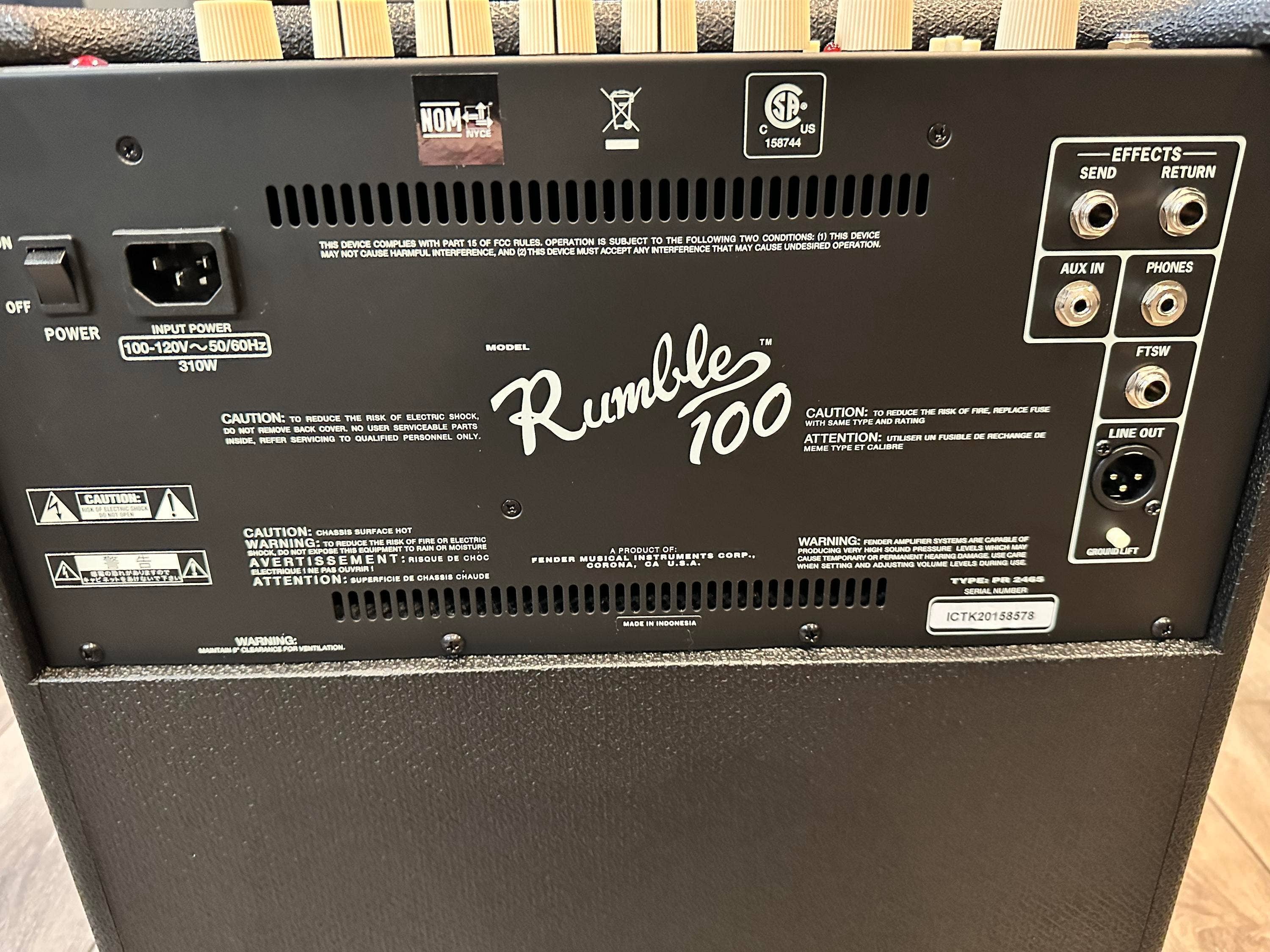 Used Fender Rumble 100 1x12" 100watt Bass Combo Amp Sweetwater Gear