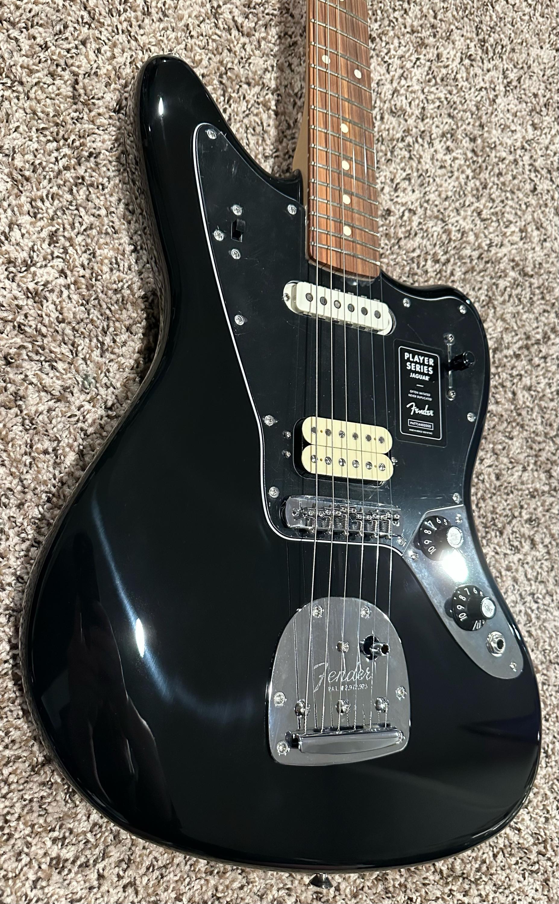 Used Fender Player Jaguar - Black with Pau - Sweetwater's Gear