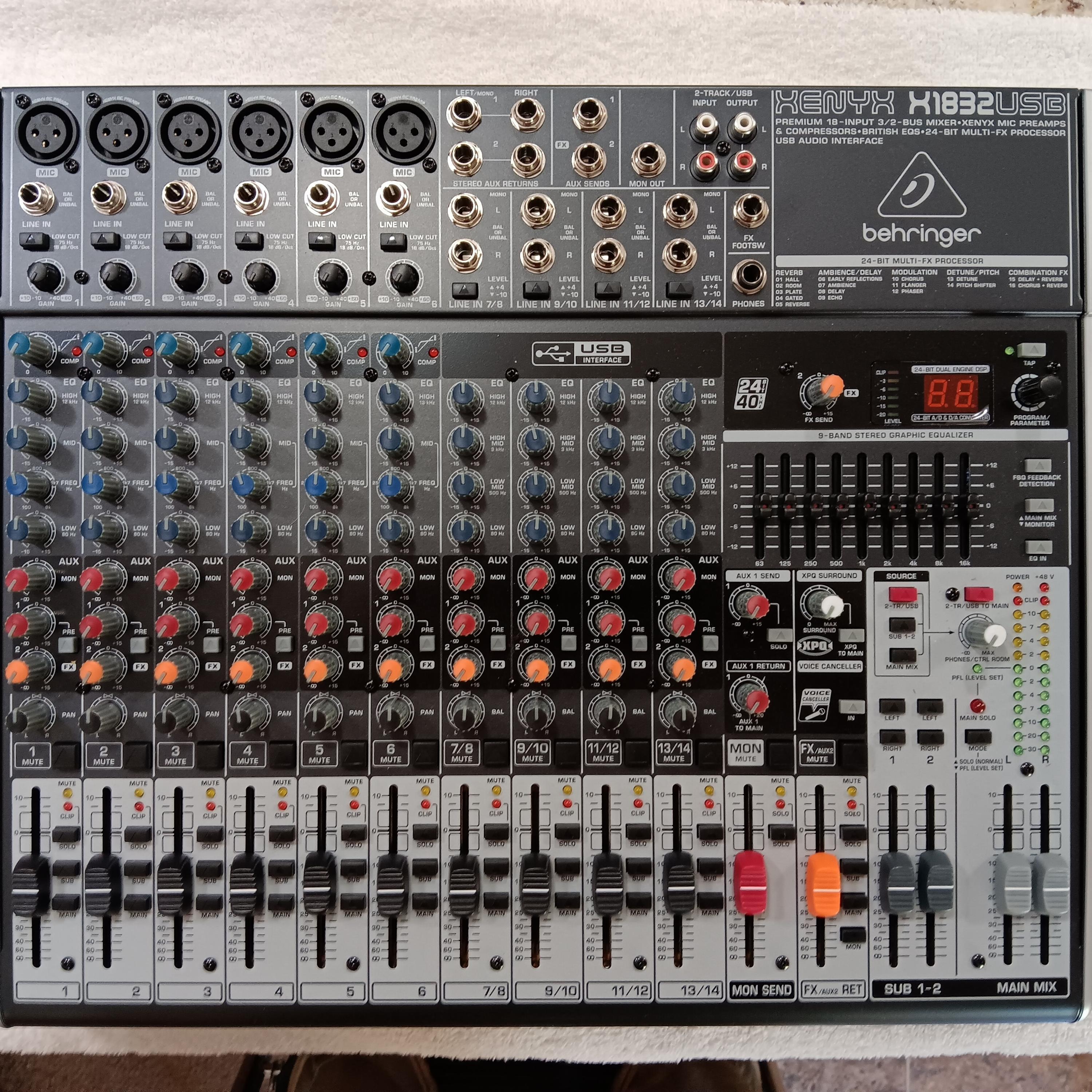 Used Behringer Xenyx X1832USB Mixer with USB and Effects