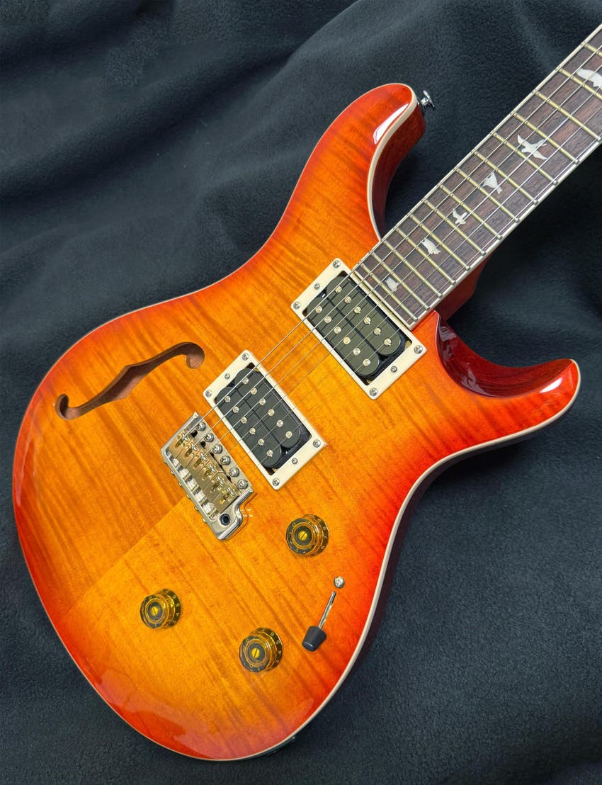 SE Custom 24 Semi-Hollow Piezo Electric Guitar - Vintage Sunburst