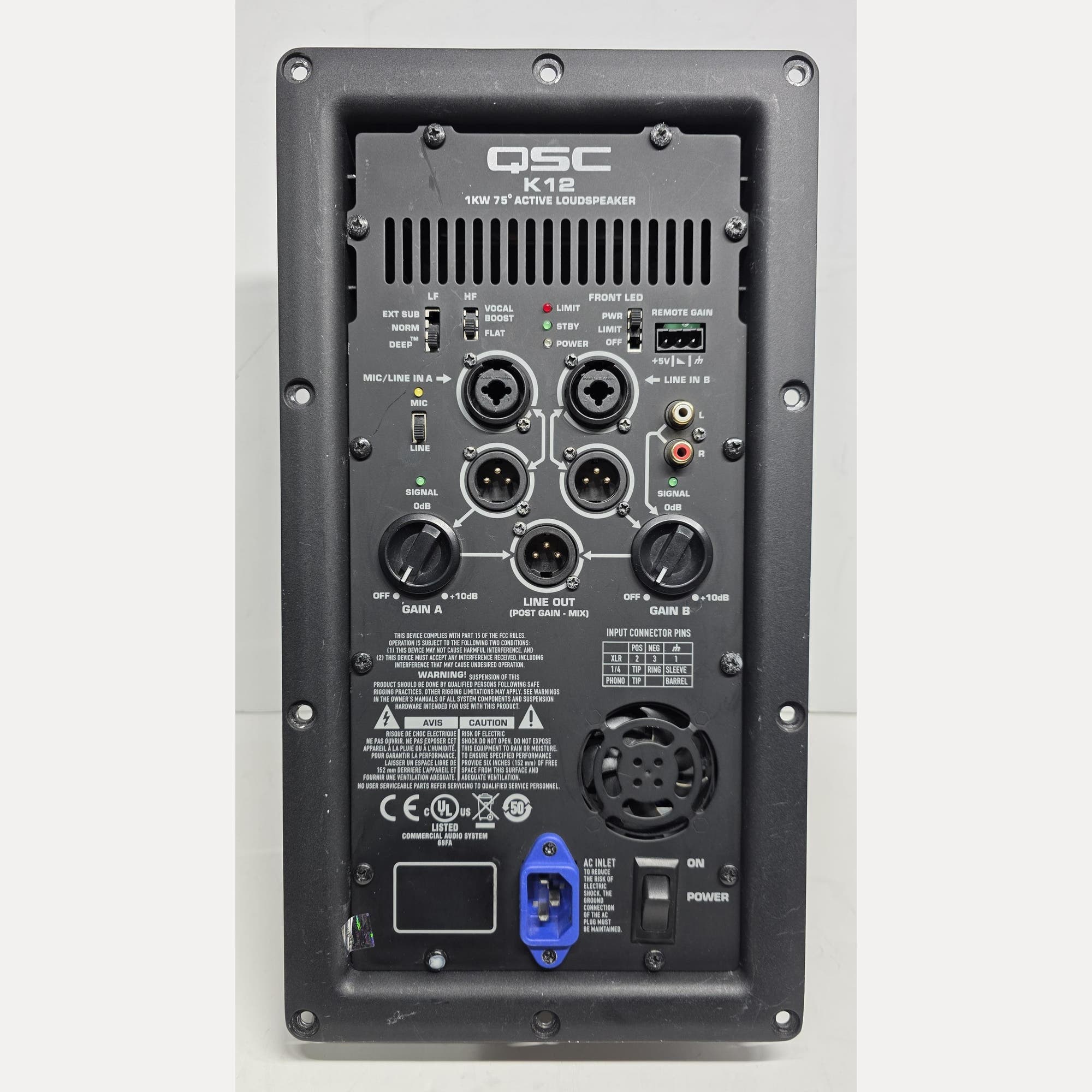 Used QSC K12 Amp Module 2 way Powered Loudspeaker 1000w continuous 500W HF 500W LF