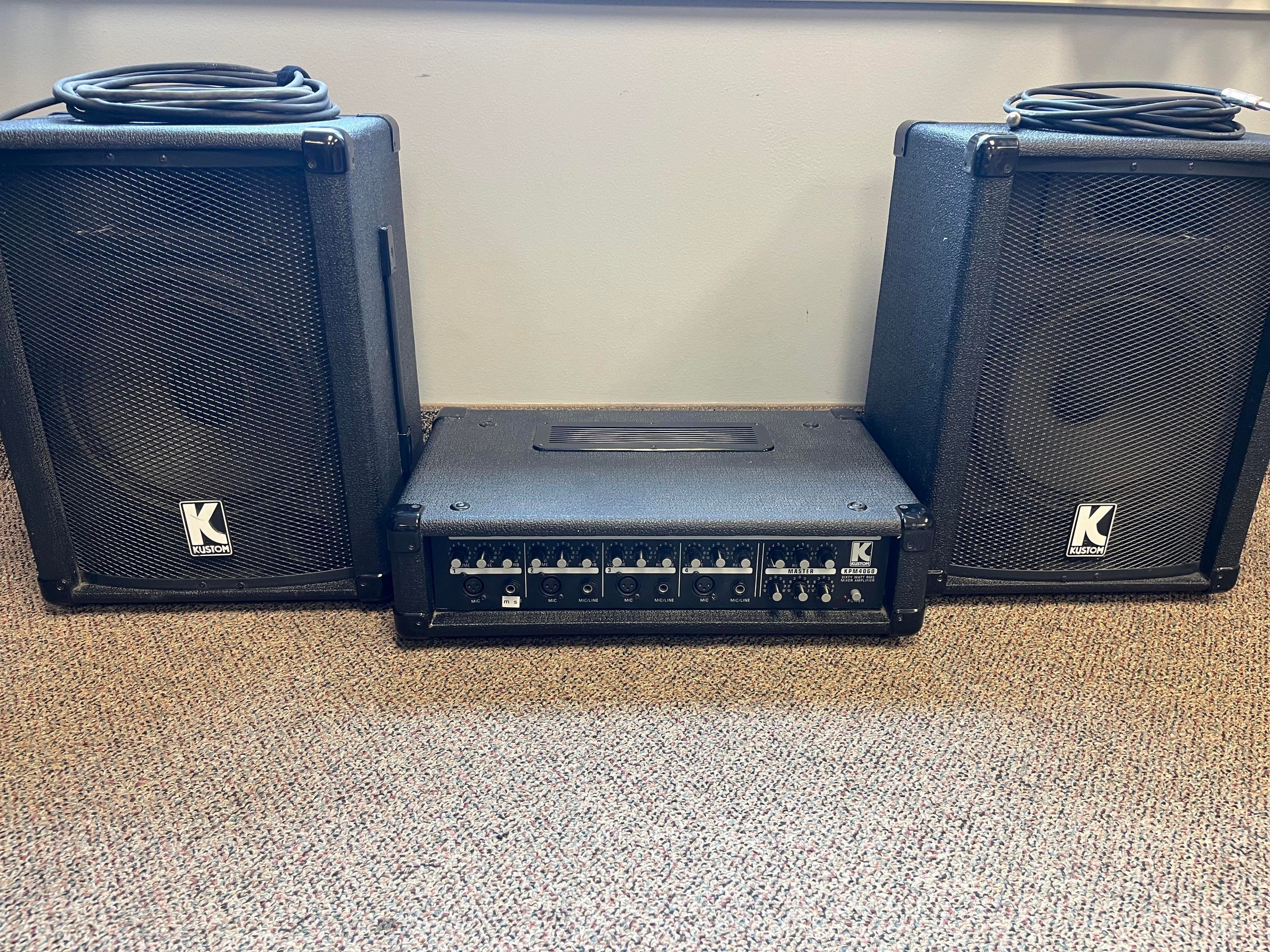 Used Kustom KPM4060 4-Channel Mixer Amplifier (60W) with Speakers - PA  System Package