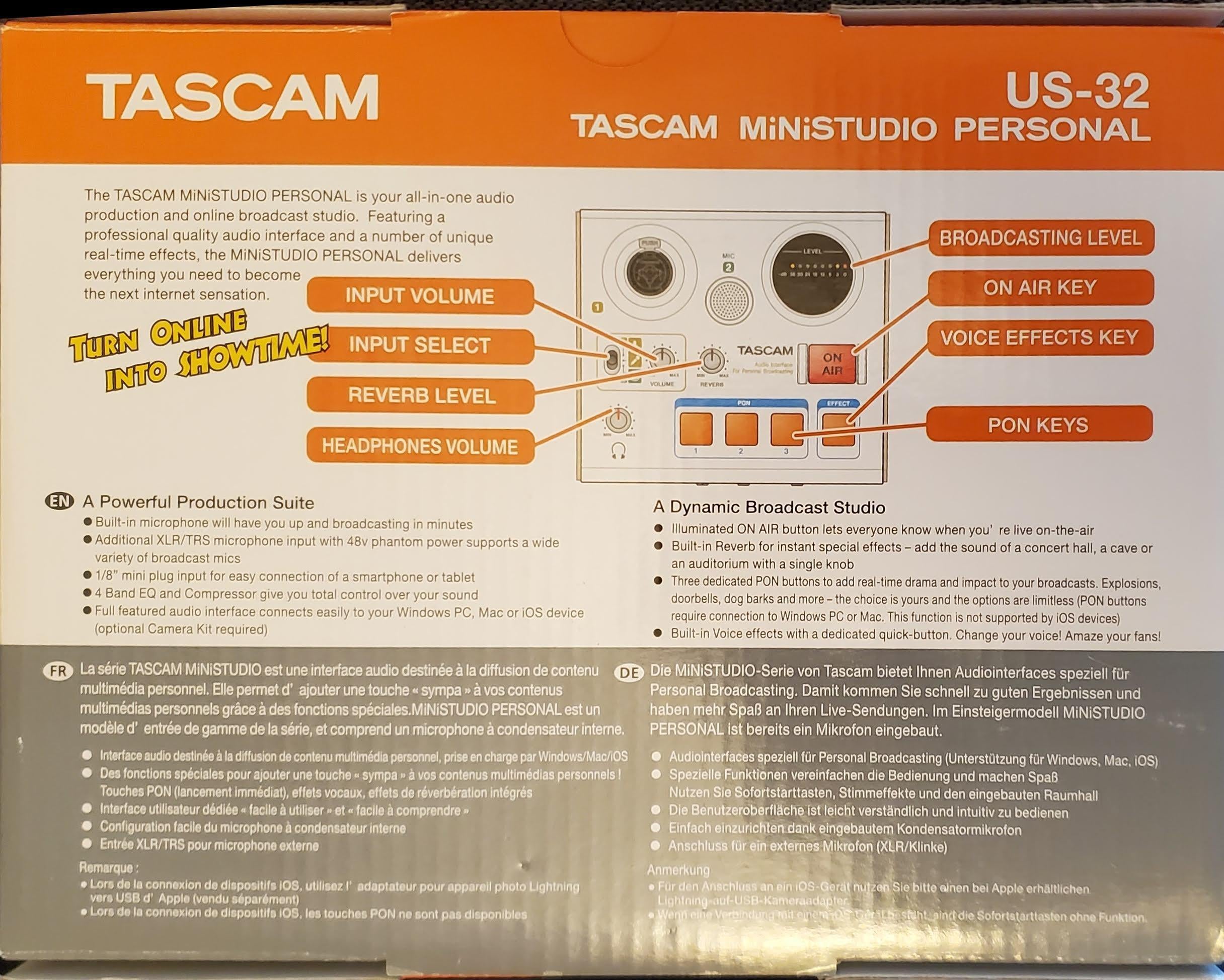 Used Tascam MiNiSTUDIO PERSONAL US-32 USB AUDIO INTERFACE