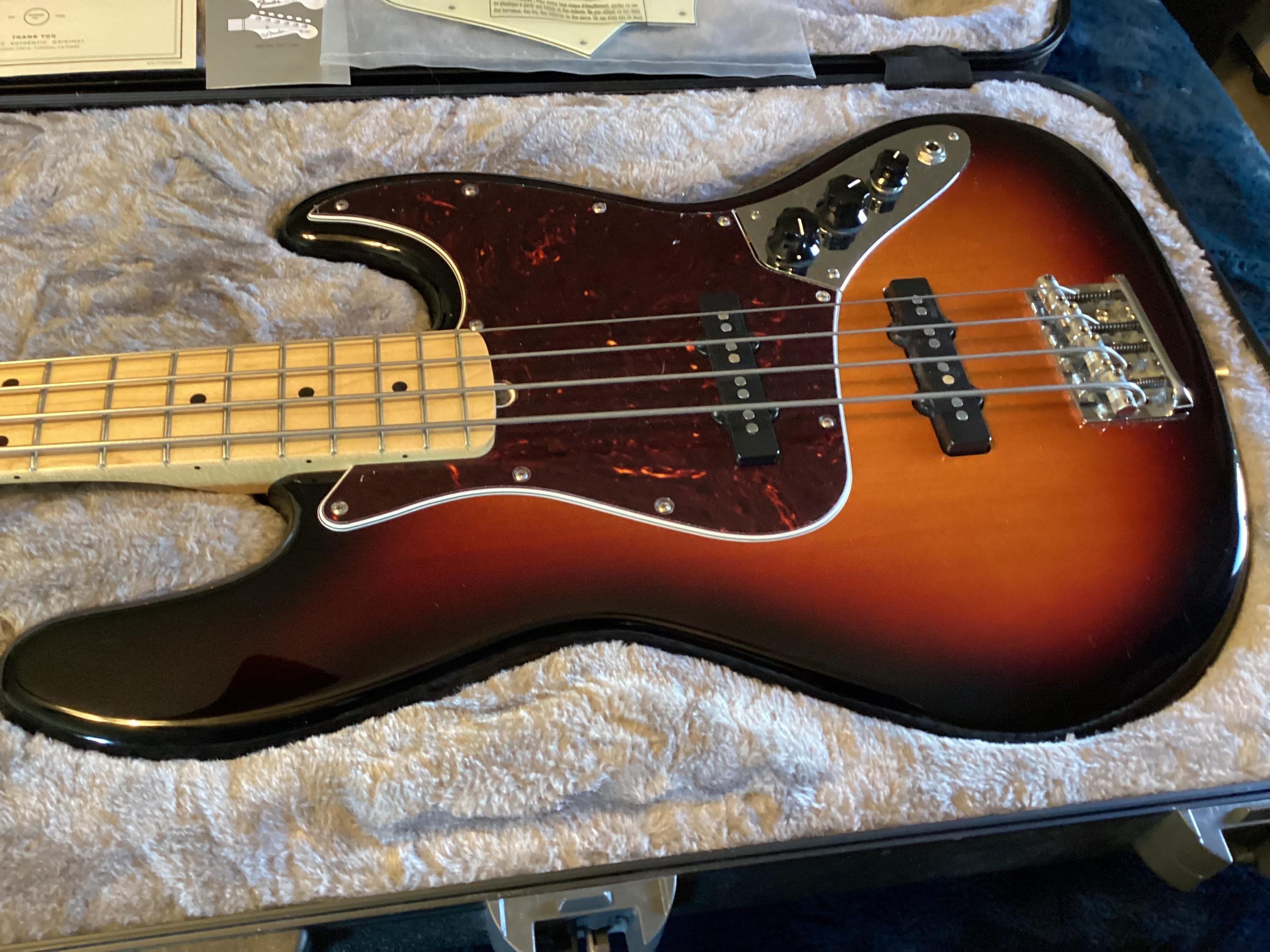 Used Fender American Professional Jazz Bass Triple Burst W/Maple Neck and  Fingerboard W/Fender TSA Case and Paperwork