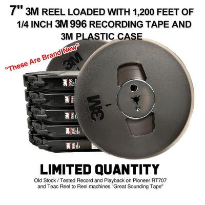 Used 3M 996 1/4 Recording Tape 7 Reel To Reel Tape New 3M 1/4 REEL TO  REEL TAPE New With 1,200 feet of Tape Reel Comes New In Plastic  Protective