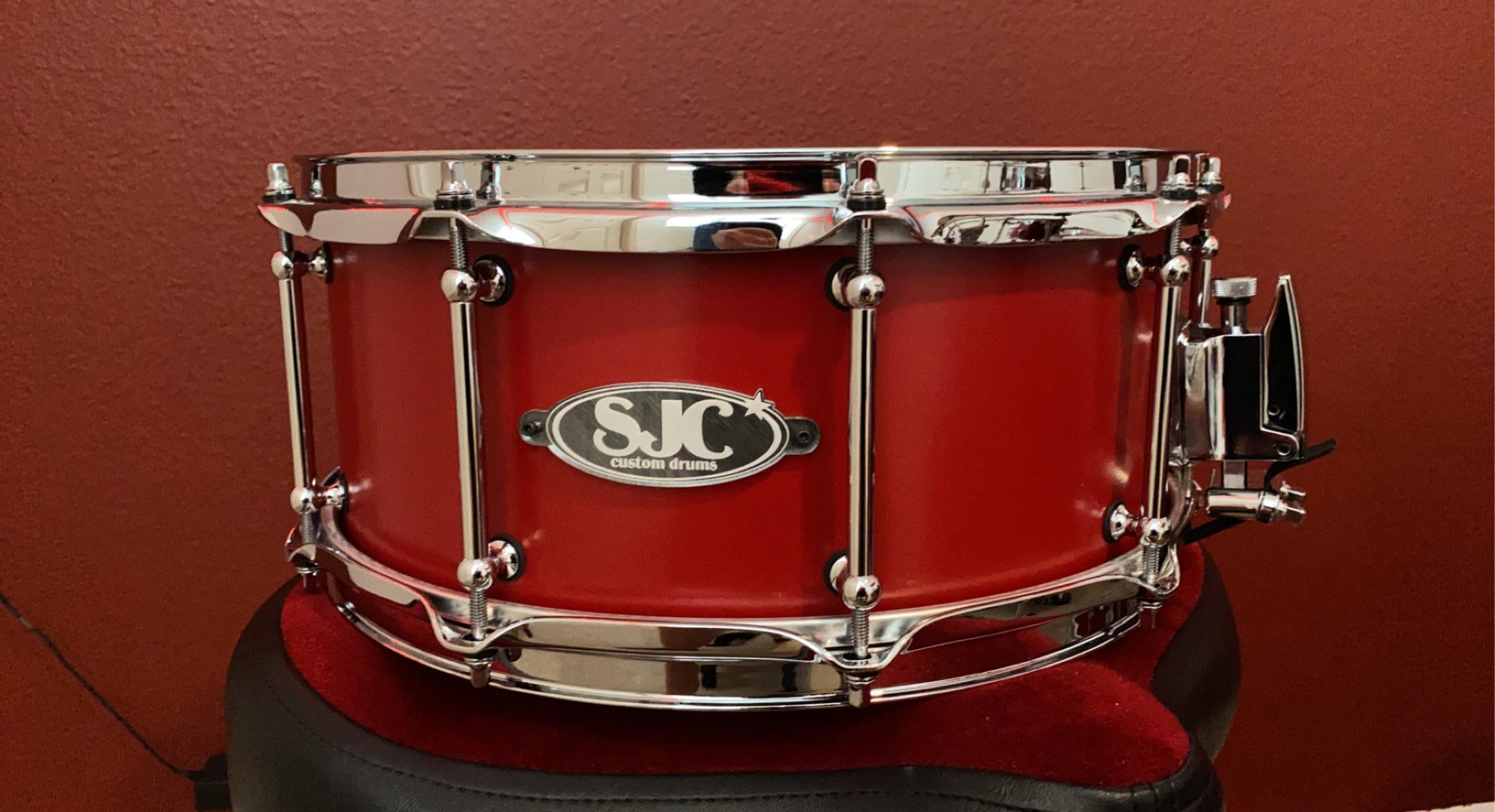 Used SJC Limited Red Ride 6x14 Snare Drum (1 - Sweetwater's Gear