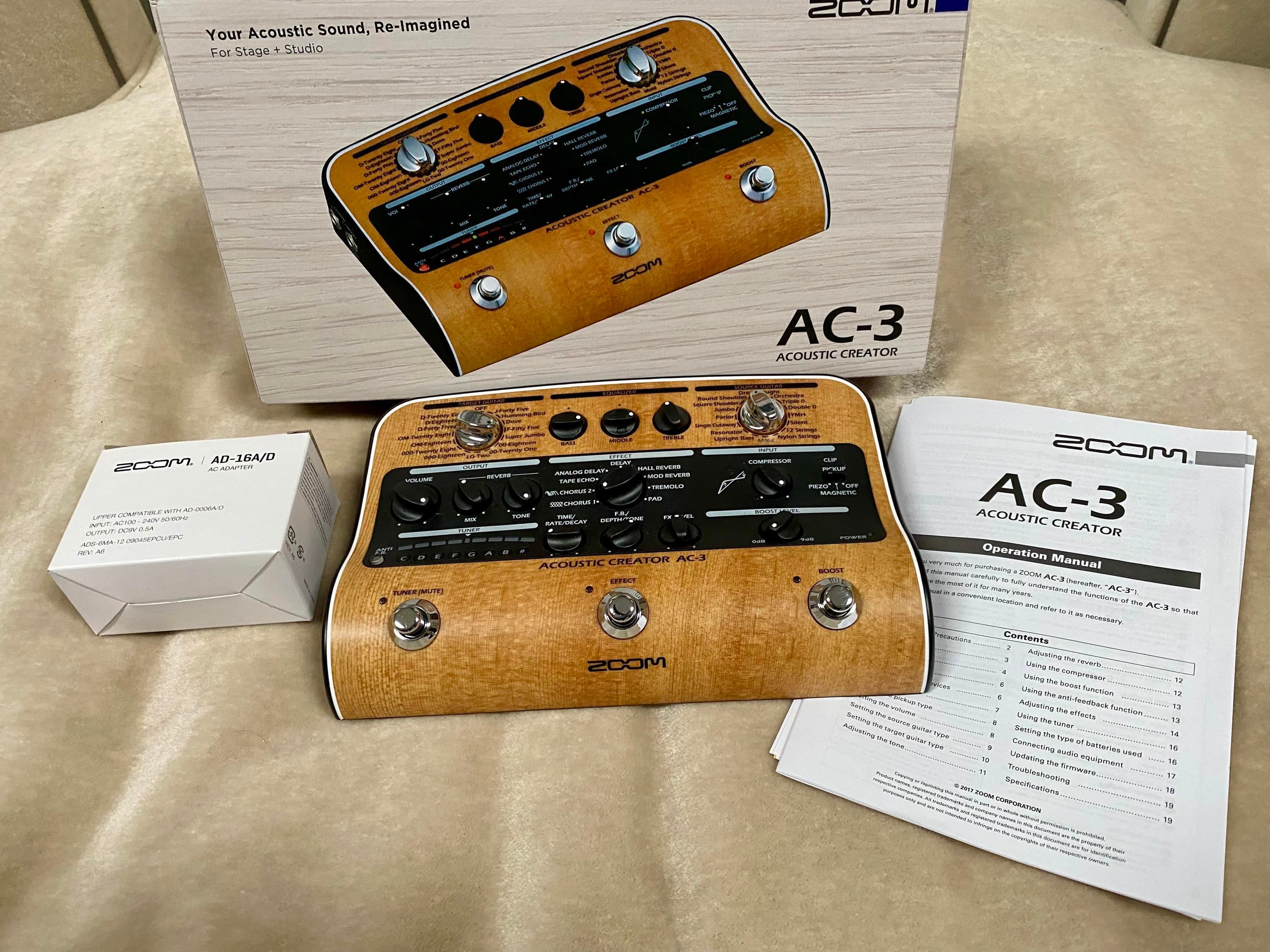 Used Zoom AC-3 Acoustic Creator Enhanced Direct Box and Multi-effects Pedal