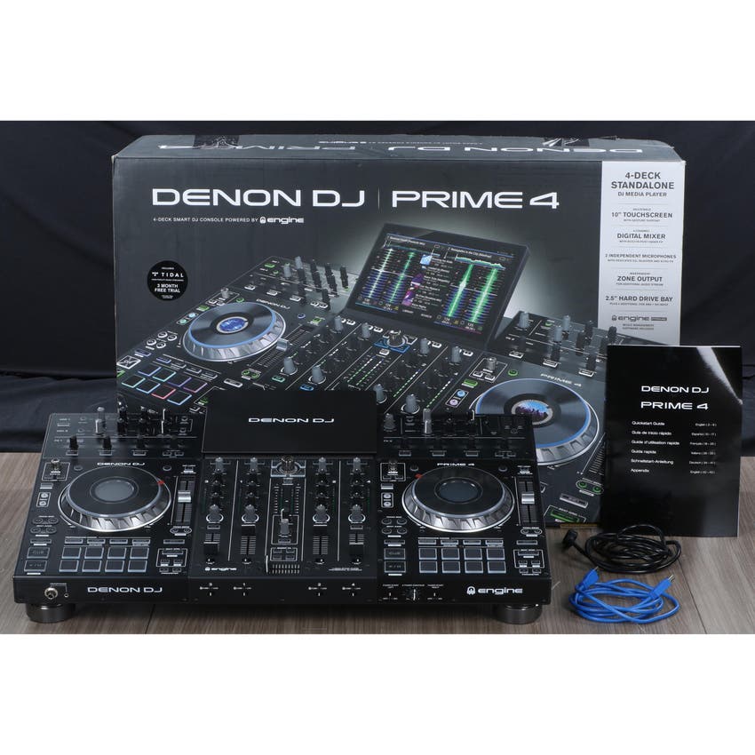Denon DJ PRIME 4 - 4 Deck Standalone Smart DJ Console / Serato DJ  Controller with Built In 4 Channel Digital Mixer and 10-Inch Touchscreen