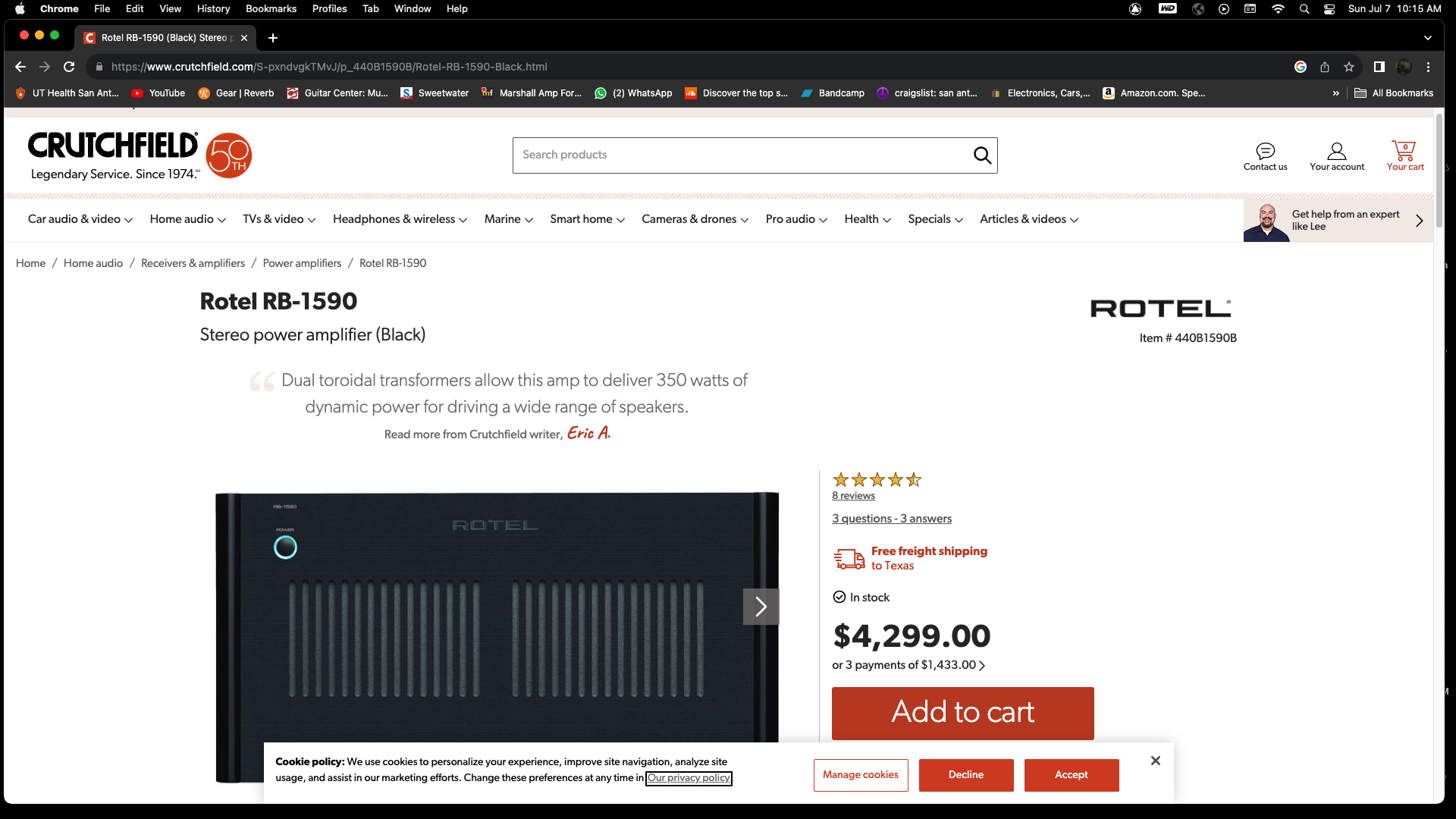 Used Rotel RB-1590 Stereo power - Sweetwater's Gear Exchange Used Rotel RB-1590 Stereo power - Sweetwater's Gear Exchange