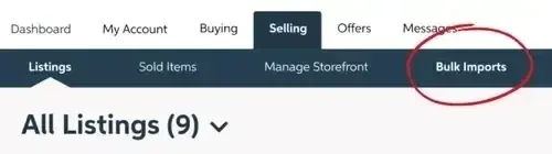 bulk imports tab location